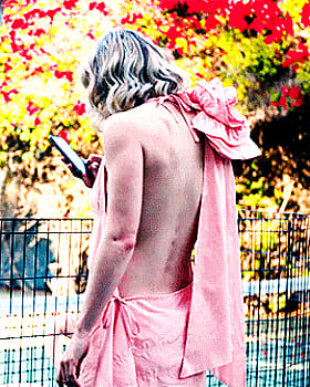 Blonde Celebrity Brie Larson Shows Off Her Backside in Pink'