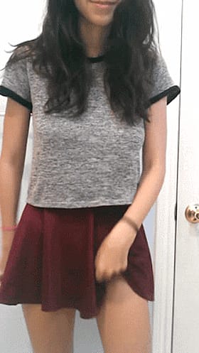 Amateur Teen Pussy Tease in Red Skirt'