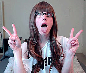 Ahegao Chick with Glasses Gives You a Tongue Licking Good Time'