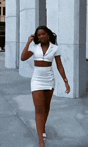 Babes in White: Interracial Teen Walking'