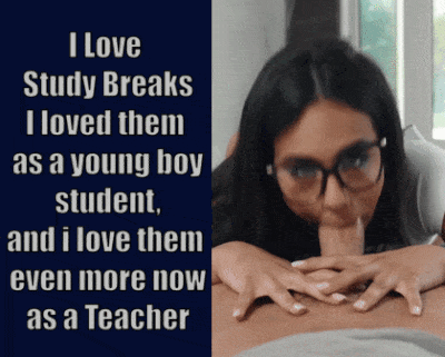 I Love Blowjobs: A Teen Boy's Caption of a Deepthroat with Glasses picture 1 of 1