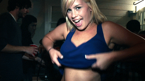 Blonde Babe Flashing Her Big Tits in Public picture 1 of 1