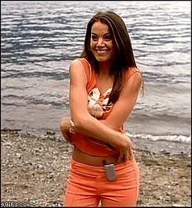 Celebrity Smile: Hot Chick Poses in Orange Bikini'