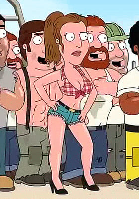 Brunette Big Tits Jiggle in Family Guy Shorts'