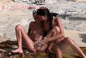 Squirting Girls: Gushing and Squirting in the Sand'