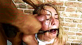 Blonde BDSM Slut Gets Neck Cuffed'