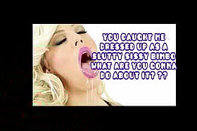 Blonde Sissy Bimbo Gagging on Cock'