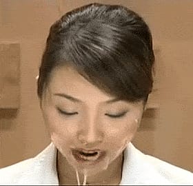 Newscaster Gets Bukkake Facial: Drooling, Spitting, and Squirting'