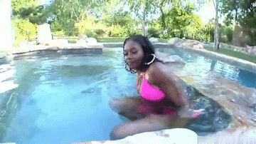 Big Tits Ebony Interracial Pornstar in Swimming Pool picture 1 of 1