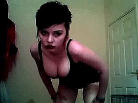 Goth Chick with Short Hair Poses for Sexy Pic'